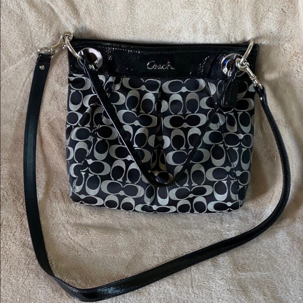 Coach bag- black & grey C; like new!
